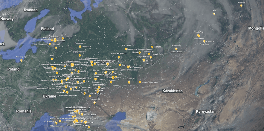 Карта клиентов AIZ в Беларуси и России